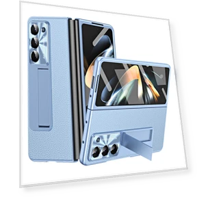 Litchi Texture Leather PC Case with Kickstand — Phone Accessories, Smartwatch 2025