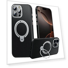 MagSafe Kickstand Case with Carbon Fiber Texture — Phone Accessories, Smartwatch 2025