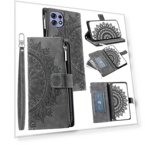 Mandala Flower Leather Flip Zipper Stand Phone Cover — Basic Cases, Smartwatch 2025