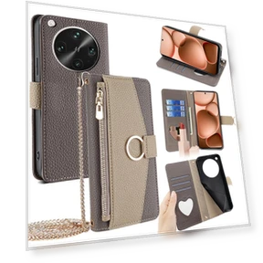 Mirror Wallet Leather Phone Cover with Chain Shoulder Strap — Smartwatch Protectors, Smartwatch 2025