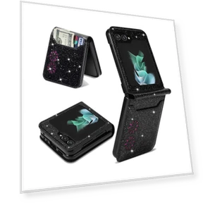 PU Leather+PC Card Slot Case Laser Carving Glittery Starry Style Phone Cover — Flip Cases, Smartwatch 2025