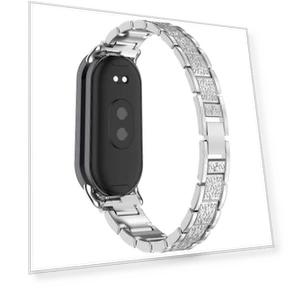 Rhinestone Decor 3-Bead Stainless Steel Band — Bands, Smartwatch 2025
