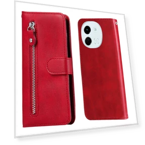 Zipper Wallet Calf Texture PU Leather Phone Cover — Phone Accessories, Smartwatch 2025