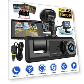 3-Channel Car Dash Cam with 3 Lenses — Dashboard Cameras, LIAESMART