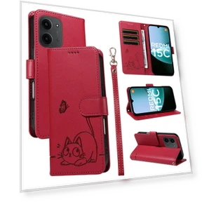 Cat Pattern Embossed Leather Phone Case with Wrist Strap — Phone Accessories, Smartwatch 2025