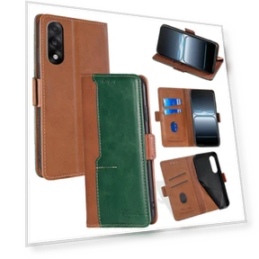 Contrast Color Wallet Leather Phone Cover — Basic Cases, Smartwatch 2025