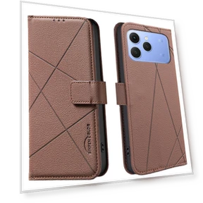 Geometry Imprinted Leather Phone Cover — Flip Cases, Smartwatch 2025