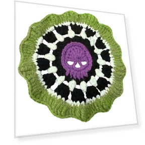 Handmade Crochet Skull Cup Holder — Kids' Room Decor, Talos Party Carnival