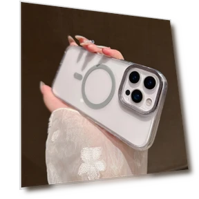 MagSafe Clear Phone Cover with Diamond Texture Lens Frame — Phone Accessories, Smartwatch 2025