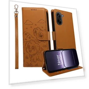RFID Blocking Imprinted Dog Pattern PU Leather Phone Cover with Wrist Strap — Protective Cases, Smartwatch 2025