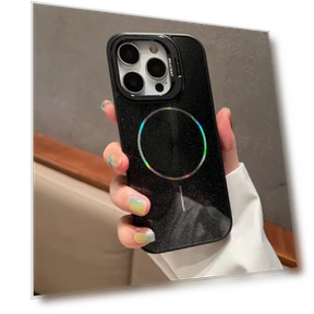 Starry Glitter PC Phone Cover Case with Lens Frame Kickstand — Phone Accessories, Smartwatch 2025