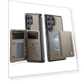 Vintage Leather Back Cover with Magnetic Detachable Card Bag — Flip Cases, Smartwatch 2025