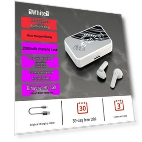 Wireless Earbuds with Mirror Display and Touch Control — In-Ear Headphones, the BAY