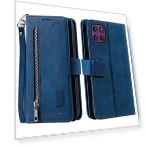 Zipper Wallet PU Leather Phone Cover with Wrist Strap — Basic Cases, Smartwatch 2025