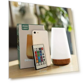 13-Color Touch Night Light with Wood Texture — Bases, Value Vault