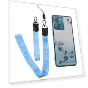 Flower Pattern TPU Gradient Phone Cover with Lanyards — Phone Accessories, KADEM