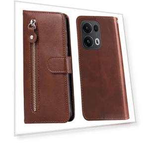 Leather PU Wallet Case with Zipper Pocket and Stand — Flip Cases, Smartwatch 2025