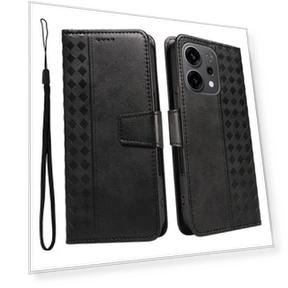 Leather Wallet Stand Case with Grid Embossing — Phone Accessories, Smartwatch 2025