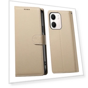 Magnetic Snap Litchi Texture Leather Wallet Phone Cover with Wrist Strap — Flip Cases, Smartwatch 2025