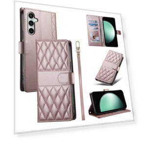 Rhombus Stitching Wallet Stand Leather Phone Cover — Phone Accessories, Smartwatch 2025