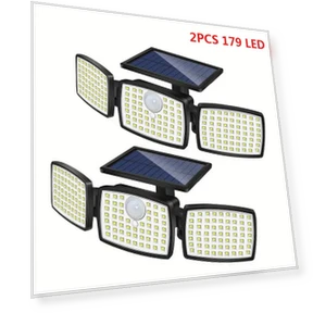 2 Pack Solar Wall Lamp with Motion Sensor — Outdoor Security & Flood Lighting, KITCHEN-MALL