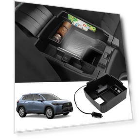 Console Box with USB Charging Ports and LED Sensor — Vehicle Power Solutions, SAMURAI STYLE