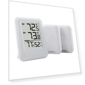 Indoor Outdoors Thermometer with 2 Sensors and 2.56 Inch Display — Barometers, KONNWEI