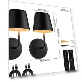 LED Wall Light with Charging, 2-Pack — Bases, Sole Street