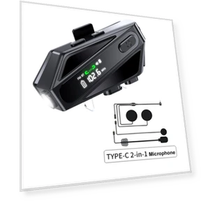 Motorcycle Bluetooth Headset with Screen and Flashlight — Communication, LIAESMART Dashcam