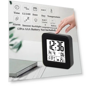 Portable Mini Digital Alarm Clock with Temperature, Date, Week, Touch Backlight, Snooze Function — Barometers, Sole Street