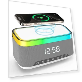 Smart Bluetooth Speaker with Night Light and Wireless Charger — Portable Audio, Sweet Story