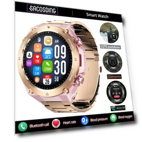 Smart Watch with GPS, Outdoor Compass, 1ATM Waterproof, 1.45 Inch AMOLED Display, Bluetooth 5.2, Voice Assistant — Smartwatches, SACOSDING