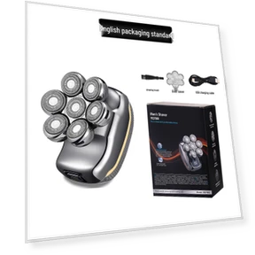 Men's Electric Shaver with Seven Heads, Rechargeable, 7900, Trimming Kit — Accessories, GlowEssence