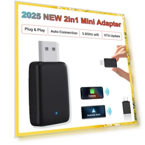 Mini 2-in-1 Wired to Wireless CarPlay and Android Auto Adapter — Phone Accessories, Auto Launcher