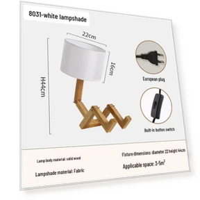 Scandinavian Wooden Table Lamp Robot — Study & Desk Lighting, HomeHarmony