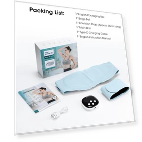 Smart EMS Massager for Lower Back and Abdomen with Heating and Microcurrent Therapy — Capacitors, GlowEssence