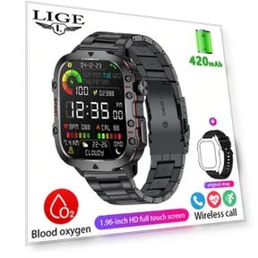 Smartwatch with HD Square Display, Heart Rate Monitoring, and Waterproof Design — Smartwatches, LIGE