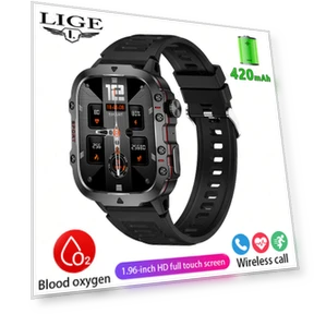 Smartwatch with HD Square Screen, Heart Rate Monitoring, Fitness Tracker — Smartwatches, LIGE