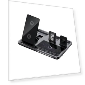 4-in-1 Wireless Charging Stand with Alarm Clock and Night Light — Chargers, Household Electrical Appliances