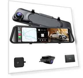 Digital Car Mirror with Front and Rear Cameras — Dashboard Cameras, SAMURAI STYLE
