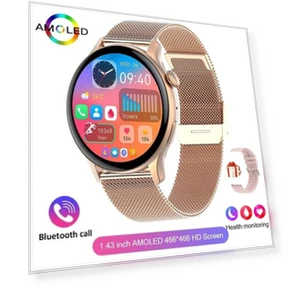 Women's Smartwatch with GPS, Fitness Tracker, Bluetooth Calling, ECG, Magnetic Charging, Mesh Strap — Microprocessors, Lucky Start