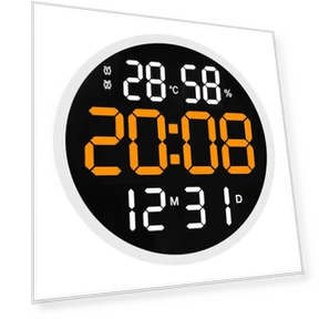 LED Wall Clock with Temperature and Humidity Display — Desk & Shelf, Window glass film