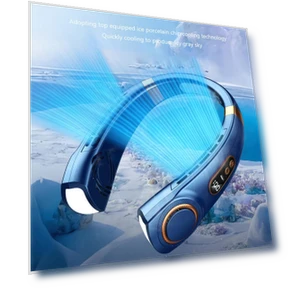 Portable Neck Mini Fan with Digital Display — Portable Cooling Solutions, Chic Interiors