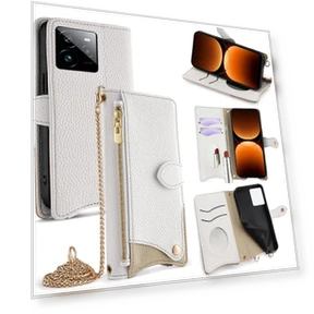 Leather Case Wallet Stand Cover with Chain Strap — Phone Accessories, Smartwatch 2025