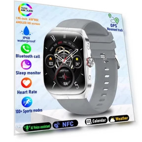 Smart Watch with GPS Tracking, Bluetooth Calling, NFC, Heart Rate Monitor — Wearable Accessories, Carrefour