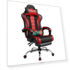 Gaming Chair with Massage Lumbar Support and Footrest — Gaming Seating Solutions, Yaheetech