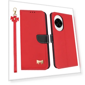 Bowknot Decor Wallet Leather Phone Cover with Wrist Strap — Basic Cases, Smartwatch 2025