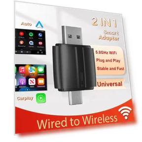Mini 2-in-1 Wired to Wireless Driving Android Auto Car AI Box Wireless Adapter — Stereo Receivers, Auto Accessories Home