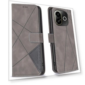 Wallet Stand Geometry Imprinted Leather Cover — Phone Accessories, BINFEN COLOR