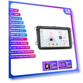 8-inch Android Car Multimedia Player with GPS, CarPlay, Android Auto, 4G, and Voice Control — In-Dash, OSSURET